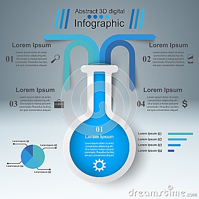 Test tube. Experiments. Business infographics. Vector Illustration