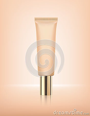 Tube with foundation, face cosmetics, mock up for design. Vector Illustration