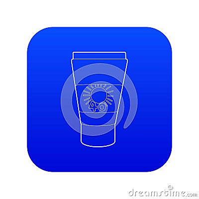 Tube with sunbathing cream icon blue vector Vector Illustration