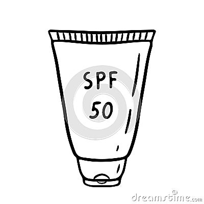 Tube of sunscreen isolated on white background Vector Illustration