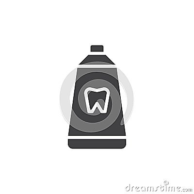 Tube of toothpaste icon vector, filled flat sign, solid pictogram isolated on white. Vector Illustration