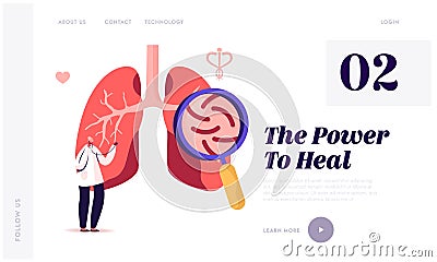 Tuberculosis Medical Pulmonological Care Website Landing Page. Respiratory Medicine, Healthcare and Pulmonology Vector Illustration