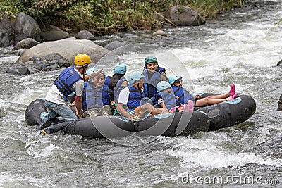 Tubing on the Mindo river in Ecuador Editorial Stock Photo