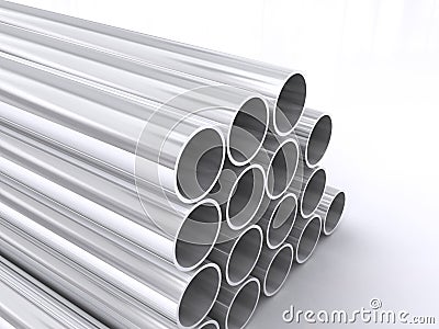 Tubular metal pipes Stock Photo