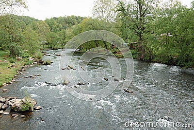 The Tuckasegee river near Bryson city NC Stock Photo