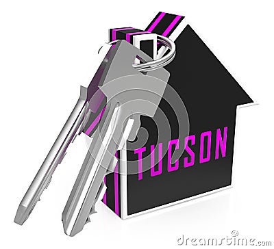 Tucson Homes Key Depicts Real Estate Investment In Arizona - 3d Illustration Stock Photo