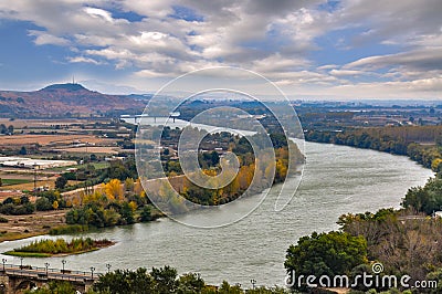 Panorama of the river Ebro in Tudela, Navarra, Spain Stock Photo