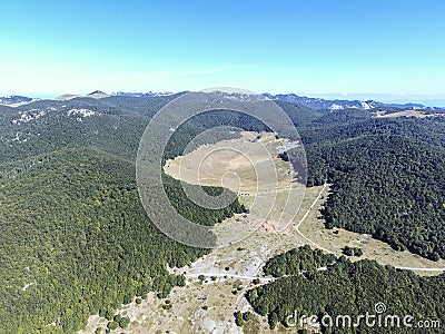 Aerial panorama of Tudorevo, northern Velebit National park Stock Photo