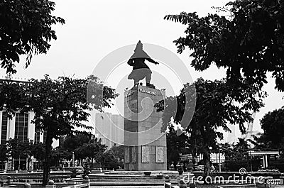 Black and white picture: landscape street life in Ho Chi Minh city Editorial Stock Photo