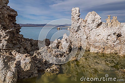 Tufas on Mono Lake with the Sierras Stock Photo