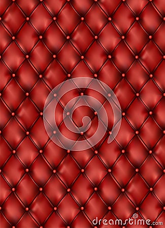 Tufted leather red furniture semaless pattern background. Buttons sofa texture. vector. Cushion elegant classic soft furniture. Cartoon Illustration