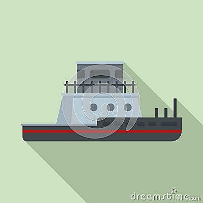 Tug boat icon, flat style Vector Illustration