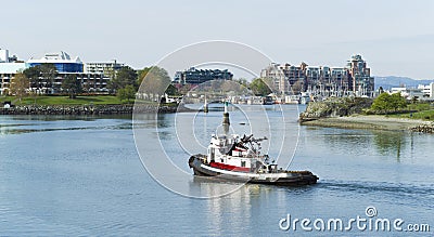 Tug Boat in Victoria Canada Harbor Stock Photo