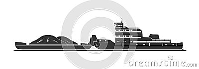 Tugboat pushing barges Vector Illustration