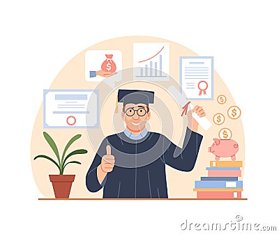 Tuition fees concept. Investment in education. Vector Illustration