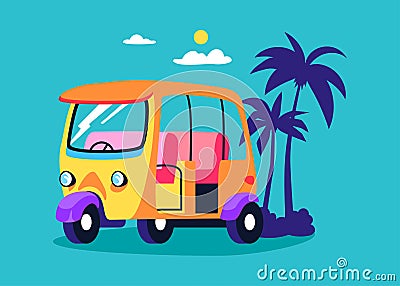 Tuk-tuk Asian transport - modern colored vector illustration Vector Illustration