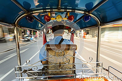 Tuk tuk driver speeding in Bangkok, Thailand, Southeast Asia, Asia Editorial Stock Photo