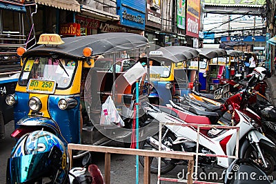 Tuk Tuk Taxi and Motorcycle Editorial Stock Photo