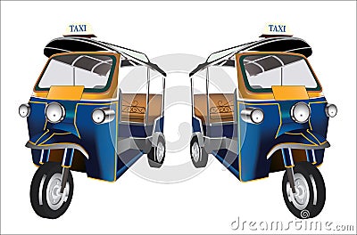 Tuk Tuk in Bangkok,Thailand Vector Illustration