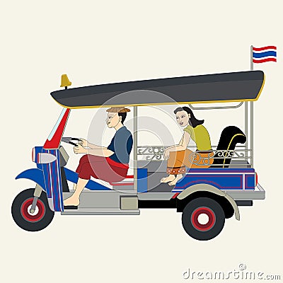 Tuk Tuk car / Thai taxi Vector Illustration