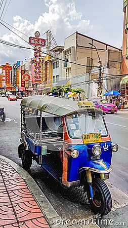 Tuk tuk in Chinatown, Bangkok Editorial Stock Photo