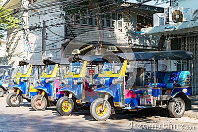 The tuk tuk thailand is local taxi thai is Favorite activities and Editorial Stock Photo