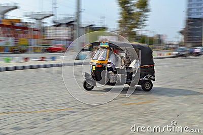 Indian Tuktuk are running to win Stock Photo