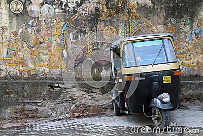 Tuktuk on the Streets of Udaipur, India Editorial Stock Photo