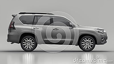 Tula, Russia. July 12, 2021: Toyota Land Cruiser Prado 2018 gray suv car isolated on gray background. 3d rendering. Editorial Stock Photo