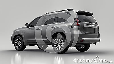 Tula, Russia. July 12, 2021: Toyota Land Cruiser Prado 2018 gray suv car isolated on gray background. 3d rendering. Editorial Stock Photo