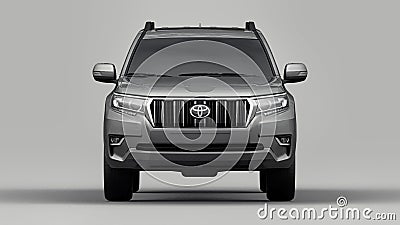 Tula, Russia. July 12, 2021: Toyota Land Cruiser Prado 2018 gray suv car isolated on gray background. 3d rendering. Editorial Stock Photo