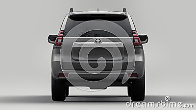 Tula, Russia. July 12, 2021: Toyota Land Cruiser Prado 2018 gray suv car isolated on gray background. 3d rendering. Editorial Stock Photo