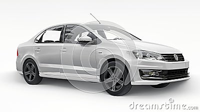 Tula, Russia. July 6, 2021: Volkswagen Polo sedan white compact city car isolated on white background. 3d rendering. Editorial Stock Photo