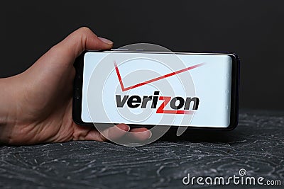 Tula, Russia - May 12 , 2019: Verizon on the phone display. Editorial Stock Photo