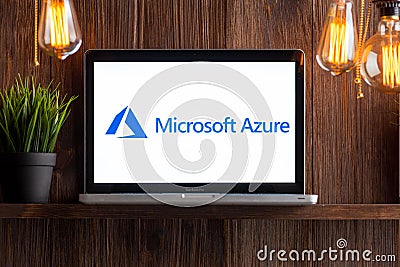 Tula Russia 16.01.20 Microsoft Azure on the laptop screen isolated. Editorial Stock Photo