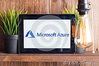 Tula Russia 16.01.20 Microsoft Azure on the tablet computer screen isolated. Editorial Stock Photo