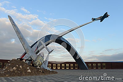 Memorial complex `Defenders of the Fatherland sky` at the entrance to the city of Tula. Editorial Stock Photo