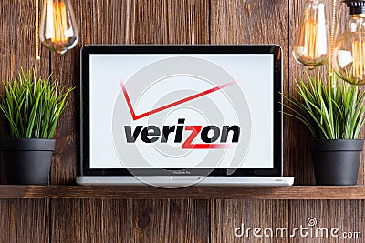 Tula Russia 16.01.20 verizon on the laptop screen isolated. Editorial Stock Photo