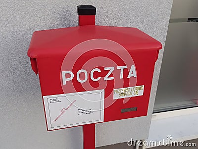 Tulce, Poland - 31 August 2023: Poczta Polska (Polish Post) mailbox Editorial Stock Photo