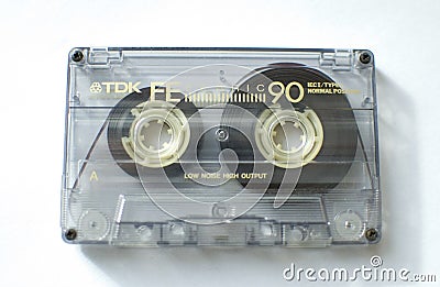 Tulce, Poland - February 2023: TDK old fashion magnetic audio tape Editorial Stock Photo