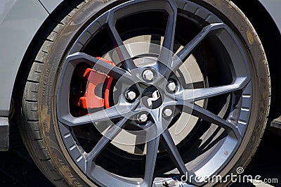 Tulce, Poland - June 2023: Hyundai Fastback front aluminium rim. Pirelli P Zero tyre Editorial Stock Photo