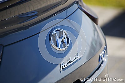 Tulce, Poland - June 2023: Hyundai Fastback rear logo Editorial Stock Photo