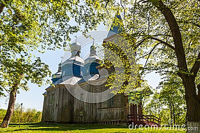 Wooden Church of the Nativity of the Virgin in Tulinci, Kyiv region, Ukraine Editorial Stock Photo