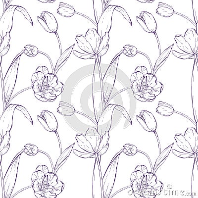 Tulip Bouquet. Hand drawn vector illustration . Vector Illustration