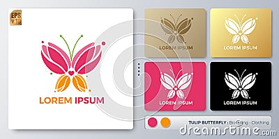 Tulip butterfly Logo design. Blank name for insert your Branding. Designed with examples for all kinds of applications. You can Vector Illustration