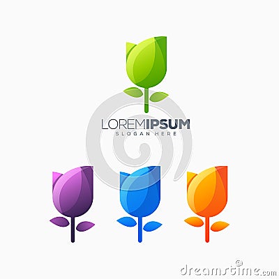 Tulip colorful logo design vector illustration Cartoon Illustration