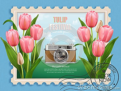 Tulip festival ads Vector Illustration