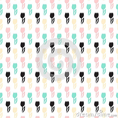 Tulip Flower Seamless Pattern Vector Illustration