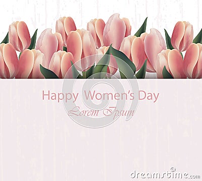 Tulip flowers card Vector illustration. Happy women days Vector Illustration