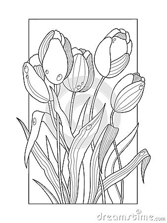 Tulip flowers coloring book vector illustration Vector Illustration